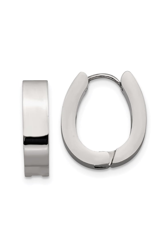 Lex & Lu Chisel Stainless Steel Hinged Hoop Earrings LAL151399