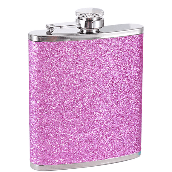 Stainless Steel Hip Flask 6 Ounces with Colorful Glitter