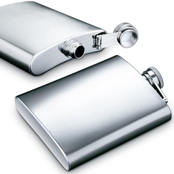 Stainless Steel Hip Flask Set 5oz 8oz Leakproof Pocket Whiskey Liquor Bottle with Screw Cap and Funnel Travel Fishing Camping Bar Mens Gift Two Pack Silver
