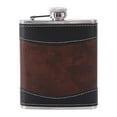 thumbnail image 1 of Stainless Steel Hip Flask with Stitched Leather, Pocket-Sized Whiskey Bottle and Funnel Bar Set for Men and Women, 1 Count, 1 of 2