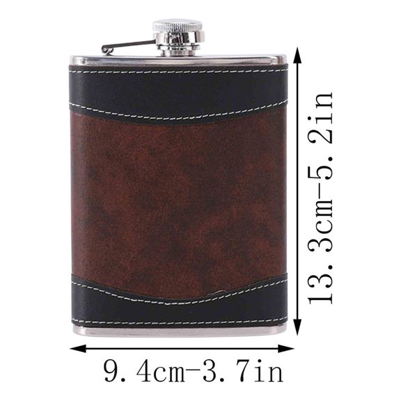 Stainless Steel Hip Flask with Stitched Leather Shield and Funnel Bar Set for Men and Women – Pocket-Suitable Portable Liquor Bottle