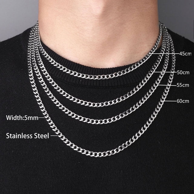Stainless Steel Hip Hop Cuban Chain Necklace Men Women Unisex 39mm