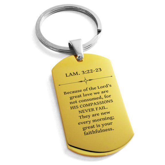 Tioneer Stainless Steel His Compassions Never Fail Lamentations 3:22-23 Dog Tag Keychain Keyring