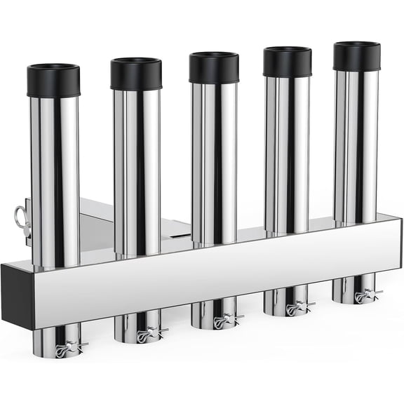 Stainless Steel Hitch Mount Fishing Rod Holder - 4 Tube Rack for 2 Inch Receivers - Adjustable Angle Pole Carrier with Quick Release Pin