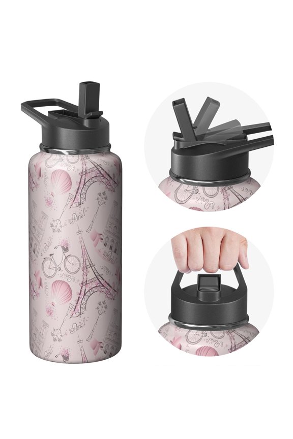 Stainless Steel Holiday gifts Themed Water Bottle 32oz with Straw, Triple Walled Insulation, Leak Proof Lids for Outdoor Fitness & Commuting