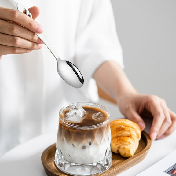 Stainless Steel Hollow Dessert Spoons for Ice Cream Parfaits Elegant Modern with Intricate Handle Set of 1 Dishwasher Safe Rust