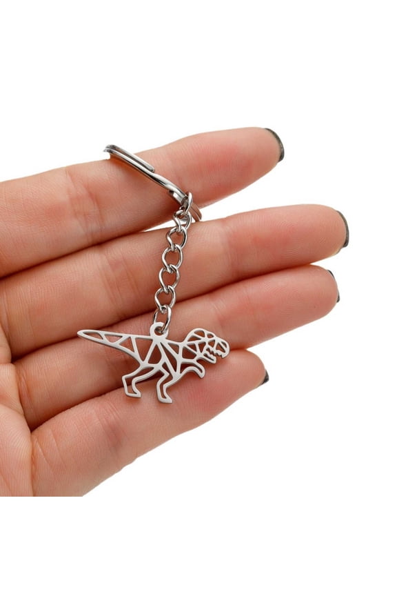 Keychains Stainless Steel Hollow Cartoon Little Dinosaur Pendant Jewelry Necklace Quality Craftsmanship and Durable Build