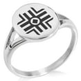 thumbnail image 1 of Tioneer Stainless Steel Holy Magic Rune Minimalist Oval Top Polished Statement Signet Ring, 1 of 1