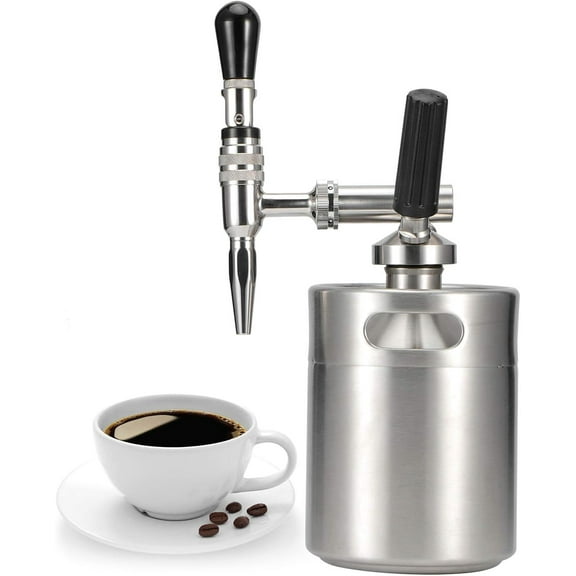 Stainless Steel Home Brew Nitrogen Infusion Coffee Keg System, Nitro Cold Brew Coffee Maker, Nitrogen Gas System Coffee Dispenser Kit(2L), cold brew coffee maker nitro toddy iced nitro coffee maker