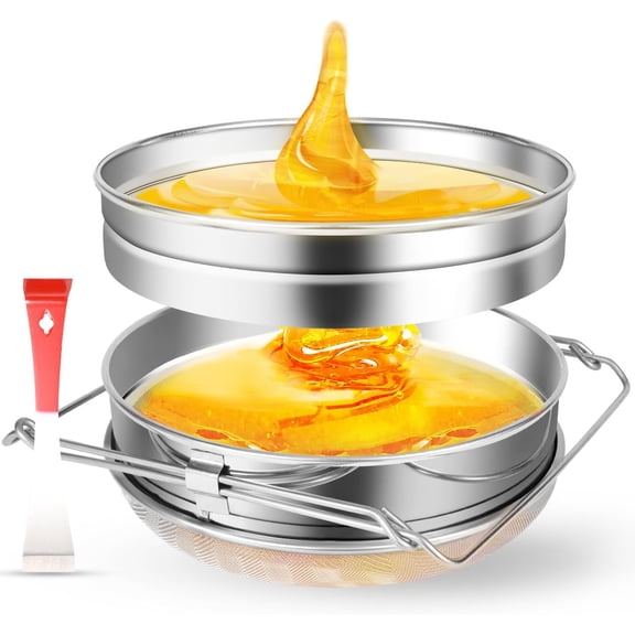 Stainless Steel Honey Strainer, Double Sieve Honey Filter, Honey Filters for 5 Gallon Bucket, Honey Fine Mesh Strainer, Honey Extractor Sieve Equipment for Clean Honey with Honey Harvesting Equipment
