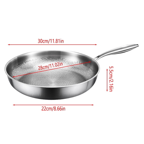Stainless Steel Honeycomb Frying Pan 11.8Inch, Nonstick Skillet Compatible, with Induction and Gas Stoves, Everyday Cooking Pan
