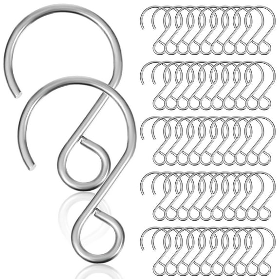 100pcs Stainless Steel Hooks for Hanging Cups, Coats, Flower Pots, Garage Storage, Home Organization and Wall Mounting