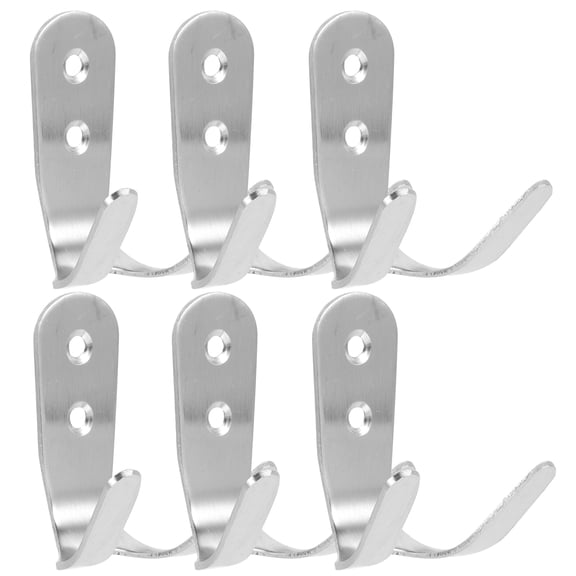 Stainless Steel Hook 6 Pcs Pool Hangers Hooks for Hanging Coat Hat Double Wall Student
