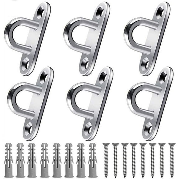 Stainless Steel Hook (6Pcs) - Wall Mount For Heavy Loads - U-Shaped Metal Hooks With 2 Holes Holds Up To 40 Kg Weight, Screw-In Wall Hooks, Screw-In Hooks