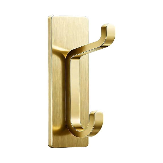 Stainless Steel Hooks Adhesive Wall Hangers Heavy Duty No Drill Utility Hooks for Kitchen Bathroom and Closet Organization Gold