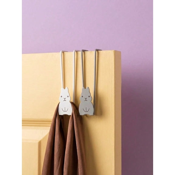 Stainless Steel Hooks Rabbit Cabinet Door Hooks Iron Cabinet Door Storage Racks 3PC