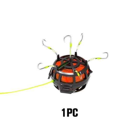 Stainless Steel Hooks Upward-Facing Bait Cage Rig for Catfish and Sea Fishing, High-Strength Saltwater Hooks with Built-In Sinker