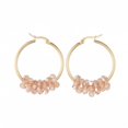 thumbnail image 1 of Stainless Steel Hoop Earrings Glass Bead Gold 12 Gauge 42X33 2Mm 0.8X1.2Mm A177, 1 of 2