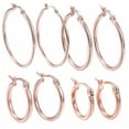 thumbnail image 1 of Stainless Steel Hoop Earrings Rose Gold Black Purple Silver 0.6" Up To 2.8" P560, 1 of 1