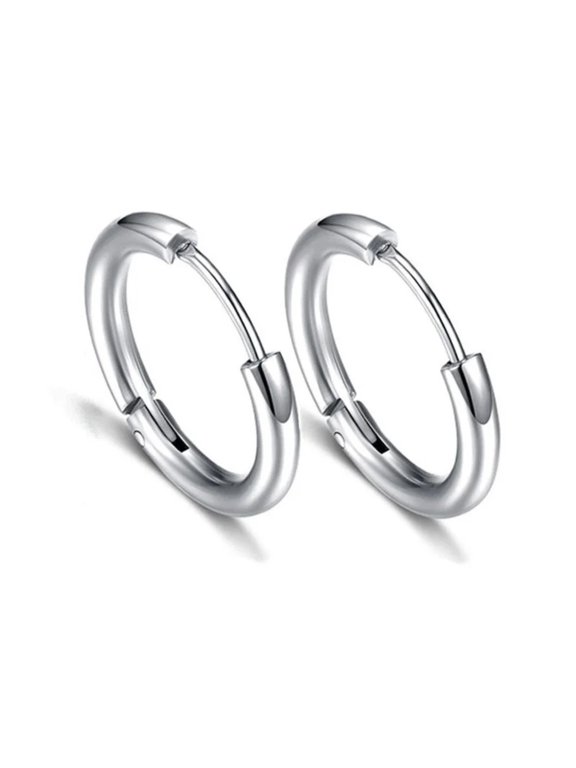 Stainless Steel Hoop Earrings by Ginger Lyne Huggie Style for Lobe Cartilage Piercing Body Jewelry