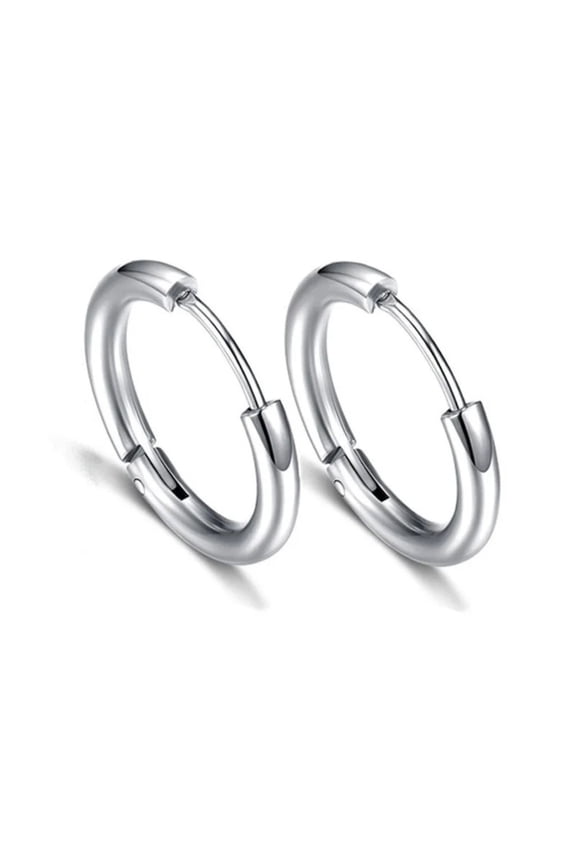 Stainless Steel Hoop Earrings by Ginger Lyne Huggie Style for Lobe Cartilage Piercing Body Jewelry