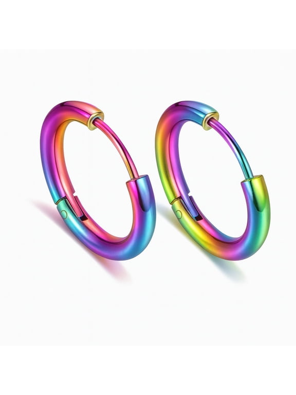 Stainless Steel Hoop Earrings by Ginger Lyne Huggie Style for Lobe Cartilage Piercing Body Jewelry