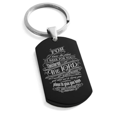 Tioneer Stainless Steel Hope & Future Jeremiah 29:11 Engraved Dog Tag Keychain Keyring