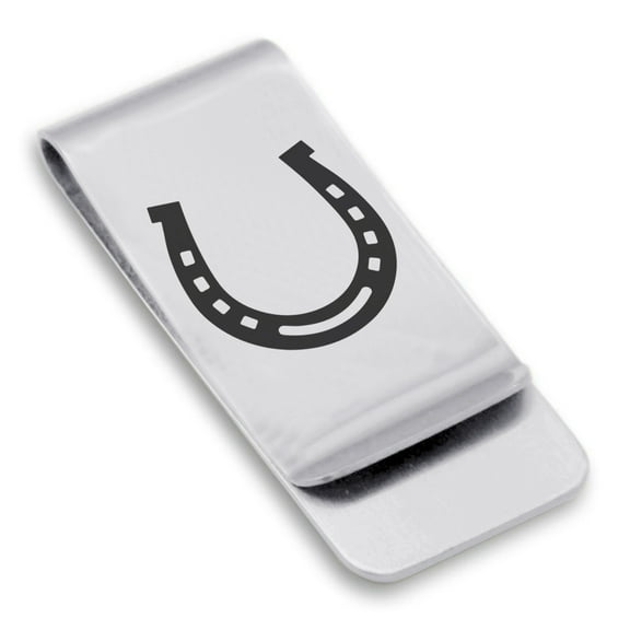 Stainless Steel Horseshoe Good Luck Charm Classic Slim Money Clip Credit Card Holder