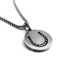 thumbnail image 1 of Stainless Steel Horseshoe Good Luck Charm Round Medallion Pendant Necklace, 1 of 3