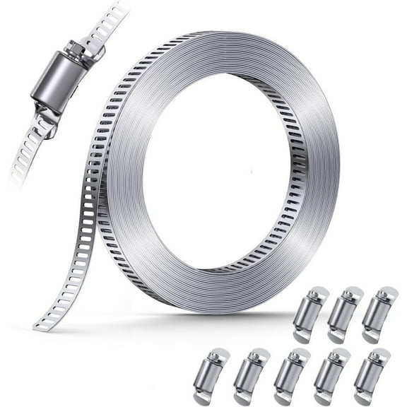 Stainless Steel Hose Clamp Adjustable Large Worm Gear Hose Clamp Kit+Fasteners