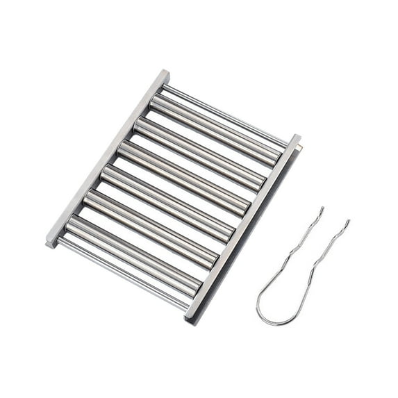 Stainless Steel Hot Dog Roller Rack | Sausage Grill Rack with Removable Hardwood Handle | Even Cooking Barbecue Tool | Cooks Up to 5 Hot Dogs | Multiple Sizes Available | Durable BBQ Accessory