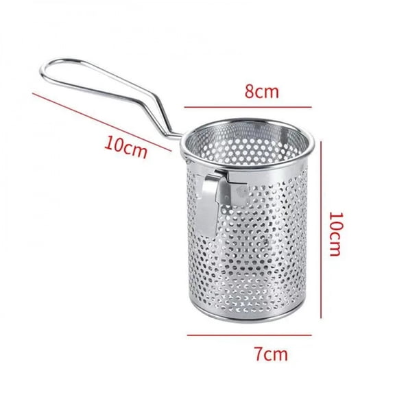 Stainless Steel Hot Frying Fried Basket Frying Pan Filter Food Colander Oil Leak Sieve Mesh Noodle Dumplings Pendant Strainer