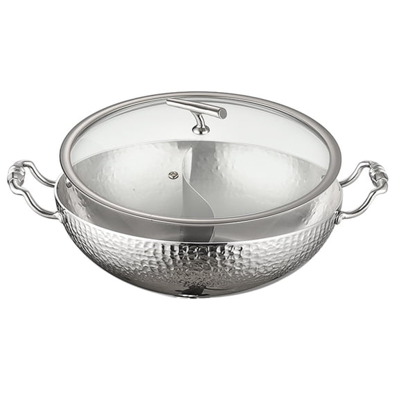 Stainless Steel Hot Pot, Dual Sided Hot Pot Two-Flavor Soup Pot Shabu Shabu Pot Induction Cookware Korean Ramen Cooker Pot for Home Restaurant