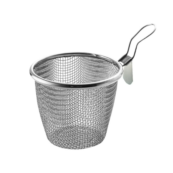 Stainless Steel Hot Pot Ladle with Mesh Basket - Multi-Functional Oil Filtering Spoon for Family & Outdoor Cooking, Perfect for Hotpot, BBQ, Camping, and Kitchen Use