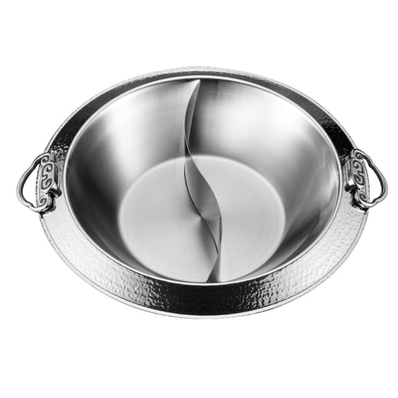 Stainless Steel Hot Pot, Stainless Steel Divided Hot Pot, Doublé Flavored Hot Pot Container, Induction Cooker Pot Dual Flavor Divider Cookware for Home Cooking