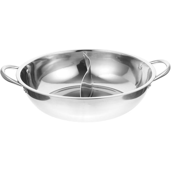 Stainless Steel Hot Pot, Stainless Steel Hot Pot with Divider Shabu Shabu Pot, Induction Cooker Pot Dual Flavor Divider Cookware for Home Cooking and Hot Pot Parties