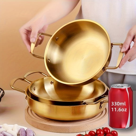 Stainless Steel Hot Pot with Lid, Korean-Style Instant Noodle and Soup Pot for Ramen Seafood Cooking