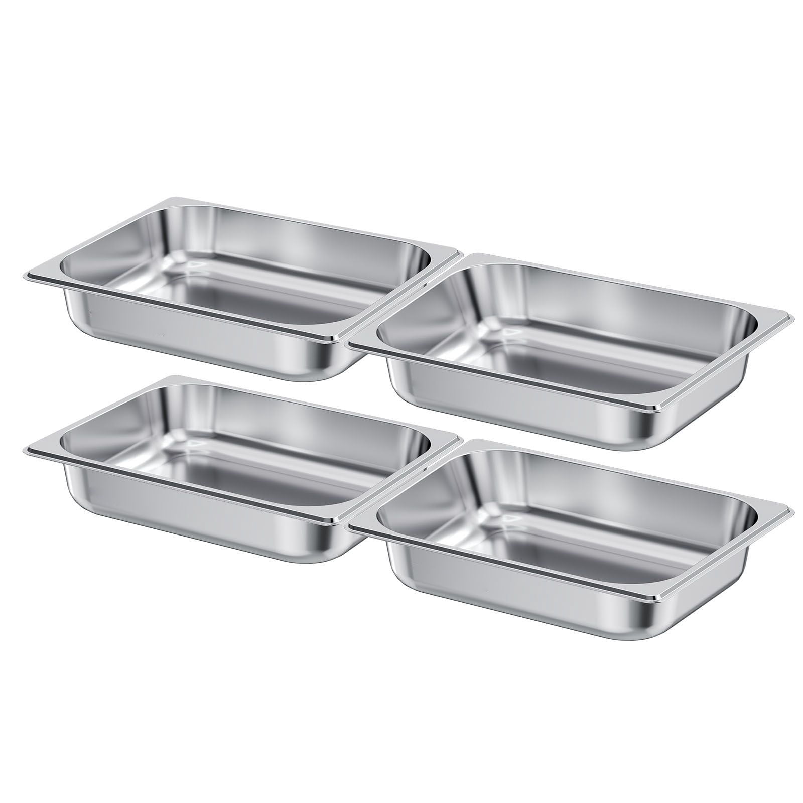 Stainless Steel Hotel Pan 1/2 Size 2.5 Inch Deep 4-Pack 22 Gauge for Catering Buffet