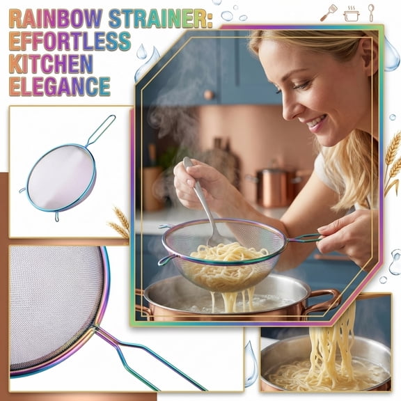 Stainless Steel Household Lo Mein Strainer Noodle Scoop, Fine Wire Mesh Spider Skimmer for Pasta and Blanching, Kitchen Cooking Colander Utensil(A)