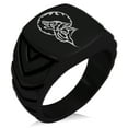 thumbnail image 1 of Stainless Steel Howling Mad Wolf Chevron Pattern Biker Style Polished Ring, 1 of 1