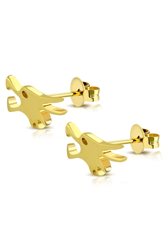 Stainless Steel Howling Winter Wolf Cut-Out Stud Post Earrings