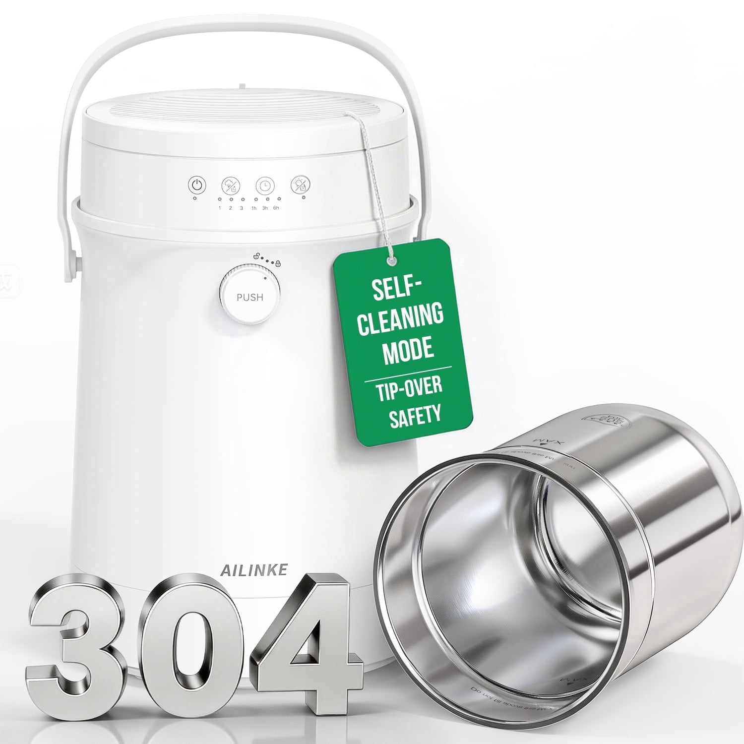Stainless Steel Humidifier for Bedroom, Warm Mist Steam Humidifier 4L with Auto Self-Cleaning Mode, Easy Clean & Dishwasher Safe for Large room Living Room Home Office, Tip-Over Protection, White