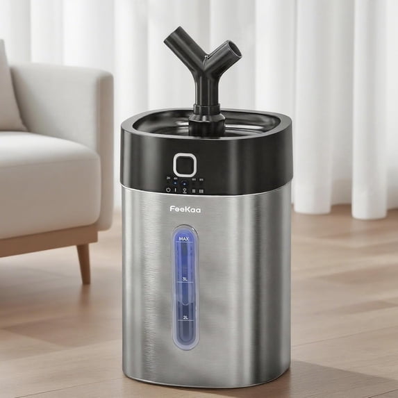 Stainless Steel Humidifier Easy Clean, 1Gal/4L Cool Mist Humidifiers for Bedroom, Dishwasher Safe Large Room, Black