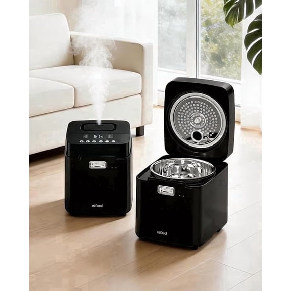 Stainless Steel Humidifier for room, 3.3L Warm Mist Humidifiers for Bedroom, Easy Clean Steam Humidifiers for Home, Dishwasher Safe Humidifier Large Room, Black