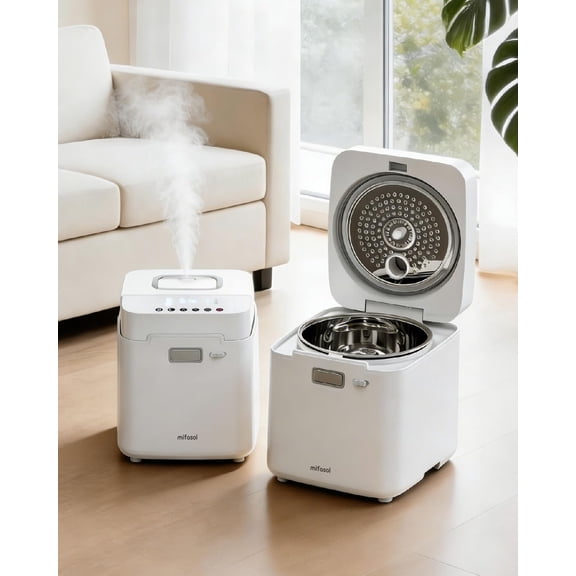 Stainless Steel Humidifier for room, 3.3L Warm Mist Humidifiers for Bedroom, Easy Clean Steam Humidifiers for Home, Dishwasher Safe Humidifier Large Room, White