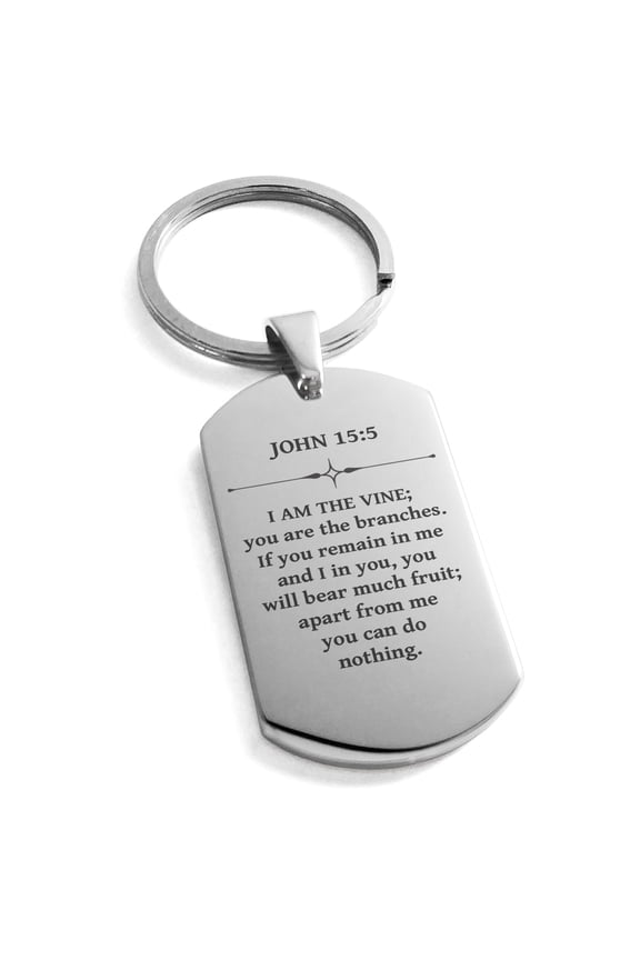 Stainless Steel I Am The Vine John 15:5 Dog Tag Keychain Keyring Celtic
