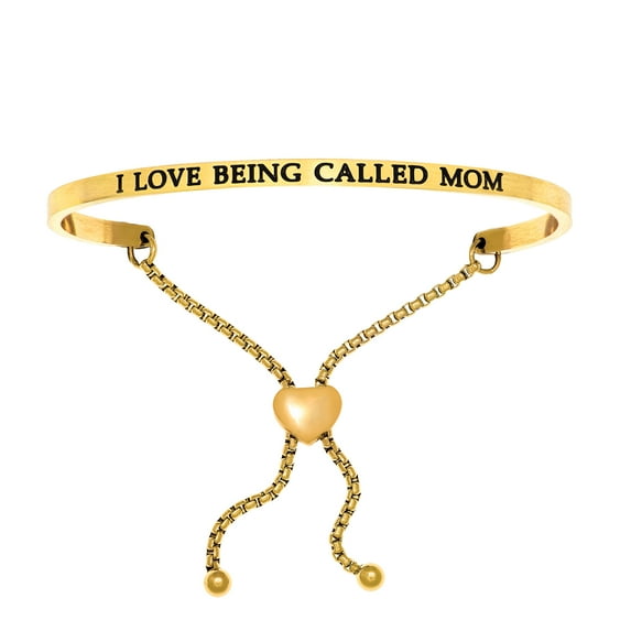 Stainless Steel I LOVE BEING CALLED MOM Diamond Accent Adjustable Bracelet
