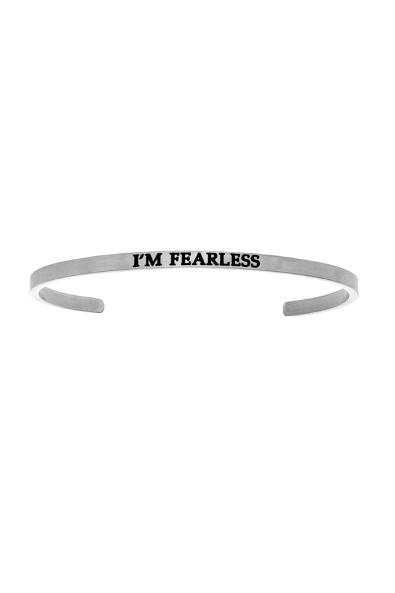 Stainless Steel IM FEARLESS Diamond Accent Cuff Bangle Bracelet, 7