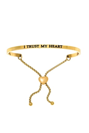 Stainless Steel I TRUST MY HEART Diamond Accent Adjustable Bracelet