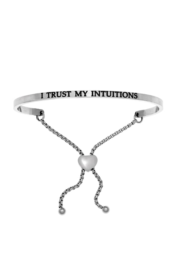 Stainless Steel I TRUST MY S Diamond Accent Adjustable Bracelet